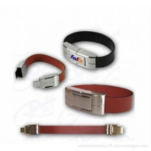 Leather bracelet USB flash drives, black/brown color, free logo printing, package, custom accepted